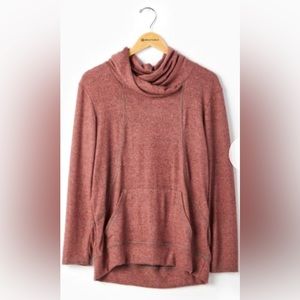 New- Without Tags. Cross Neck Cowl Pocket Tunic. Color Rose. Super Soft.